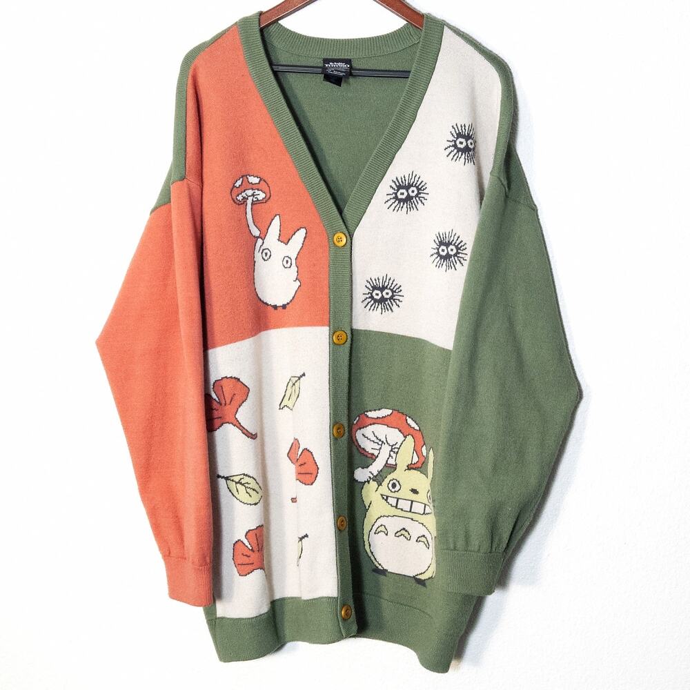 My Neighbor Totoro Cardigan Sweater Green XL Kawaii Indie Cottage